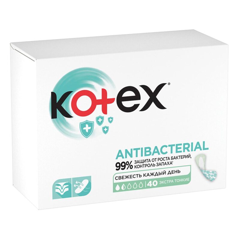 Ежедневные прокладки Kotex Antibacterial Экстра тоние 40 шт 1