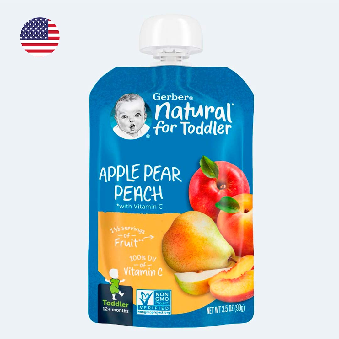 602a625aa1c4aff1b6f0abffad87bc4f_030423112258.jpeg Пюре Gerber Natural for Baby яблоко груша персик с 12+ мес 99 гр 1