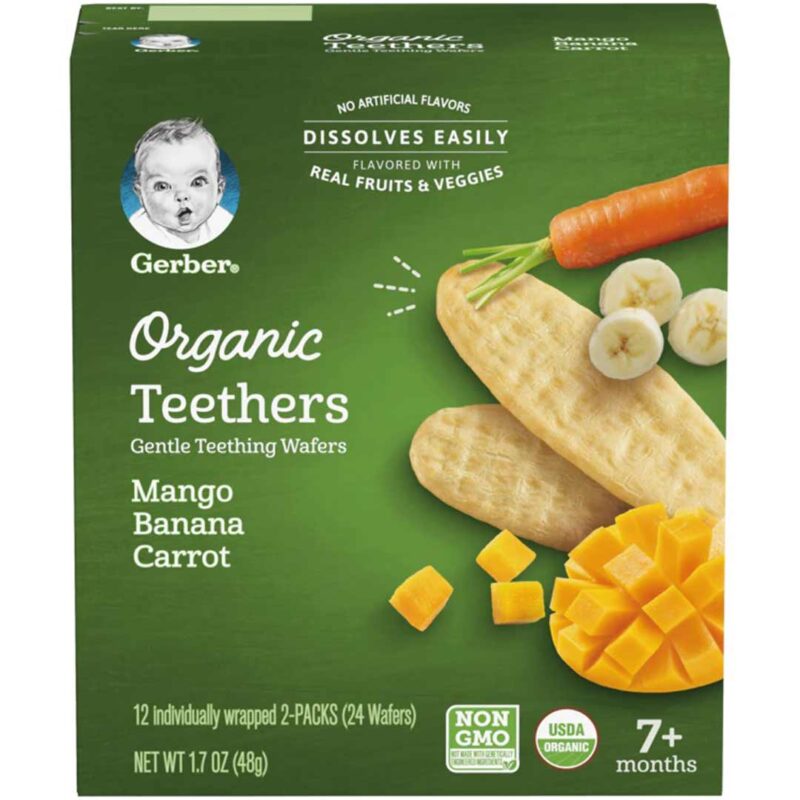 Вафли Gerber Teethers для мягкого прорезывания манго банан морковь 7+ мес 48 гр 1