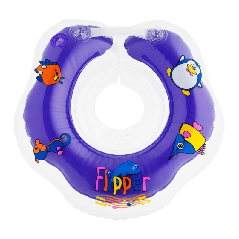 Круг для купания ROXY-KIDS Flipper надувной музыкальный на шею 36х39 см Рыбки 0-3 лет 1