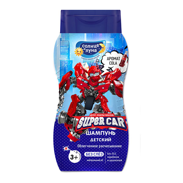 Детский шампунь SUPER CAR для мальчиков с ароматом Cola 3+ года 200 мл 1