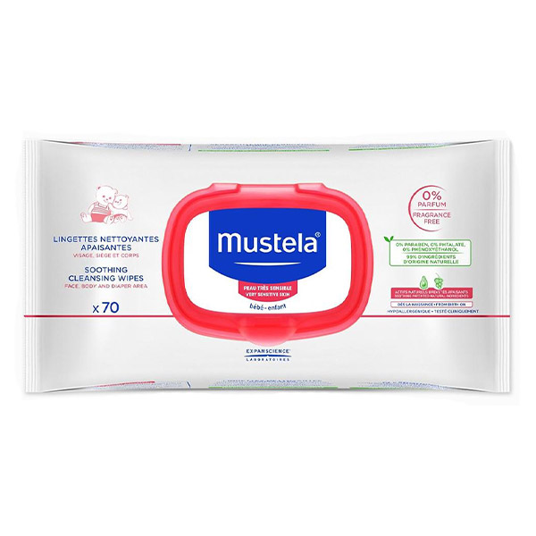 ef32b37fb6ef91b70ca173a149e1c44a_072021142717.jpeg Влажные салфетки Mustela очищающие успокаивающие, 70 шт. 1