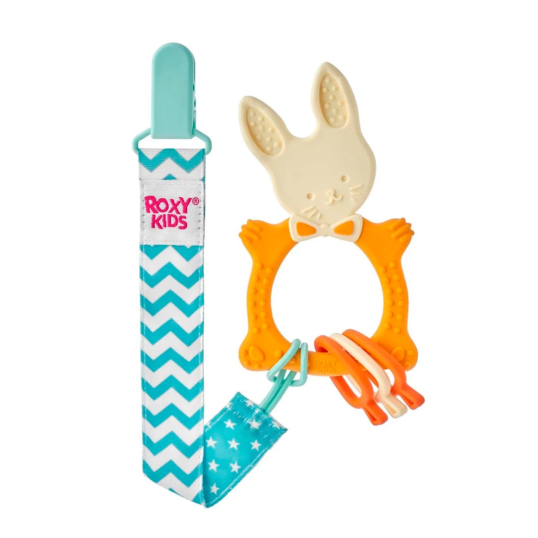 f3ccdd27d2000e3f9255a7e3e2c48800_010223125913.jpeg Прорезыватель ROXY-KIDS Bunny teether на держателе 3+ мес 1