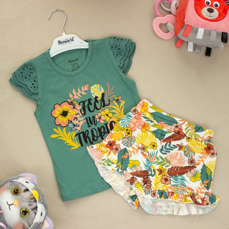 Комплект 2ка Miniworld футболка + шорты Feel in Tropic Цветочки 1
