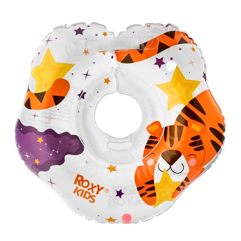 Круг для купания ROXY-KIDS Flipper надувной на шею+сказка 38*39 см Tiger star 0-3 лет 1