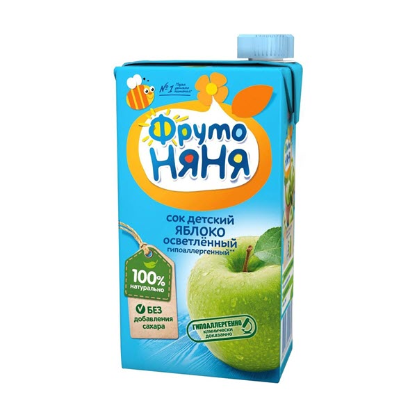 8fd6e8281f91aca8ecc3d713b8a9f30e_110220182933.jpeg Сок ФрутоНяня яблоко осветленный 500 мл. 3+ лет. 1