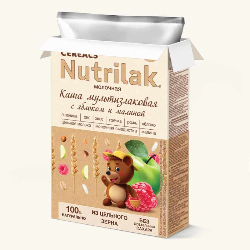 Каша молочная Nutrilak ProCereals мультизлаковая с яблоком и малиной 200 гр с 6+ мес 2