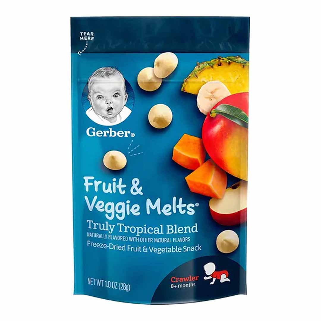 5cbc6def4ae0c855fead43c23674e18e_092823180308.jpeg Йогуртовые шарики мелтс Gerber Fruit Veggie Melts Truly Tropical Blend манго ананас 8+ мес 28 гр 1
