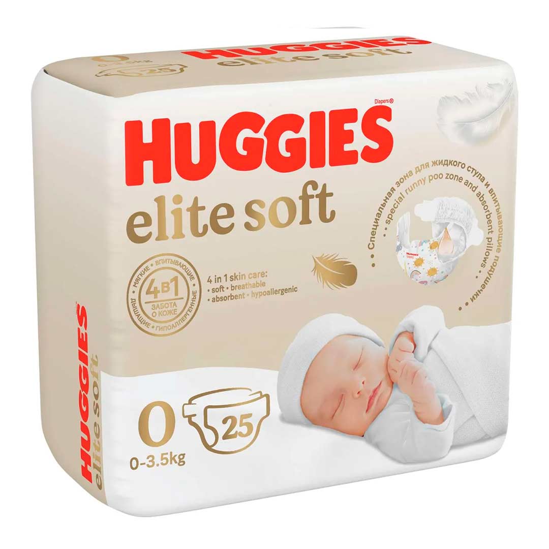 Подгузники Huggies Elite Soft 0+ (до 3,5 кг) 25 шт Подгузники Huggies Elite Soft 0+ (до 3,5 кг) 25 шт