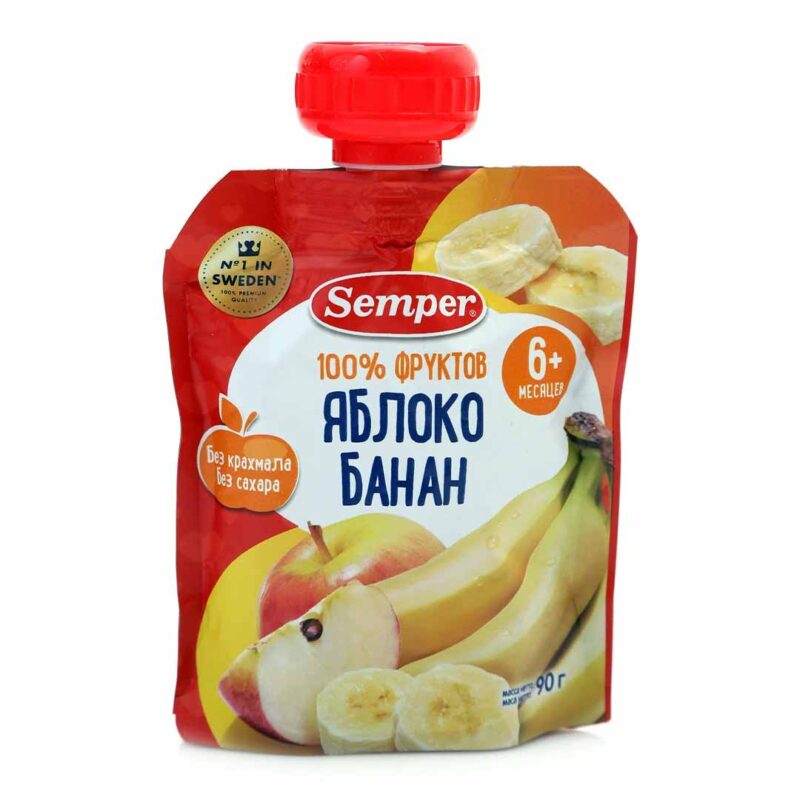 Пюре Semper яблоко банан 90 гр 6+ мес 1