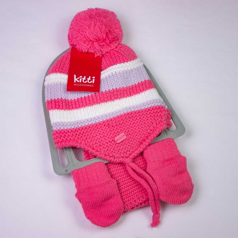 Комплект Kitti 3ка Шапка шарф варежки розовый 1