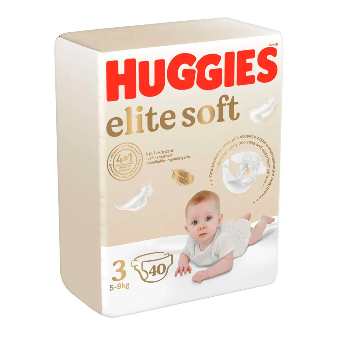 Подгузники Huggies Elite Soft 3 (5-9 кг) 40 шт Подгузники Huggies Elite Soft 3 (5-9 кг) 40 шт