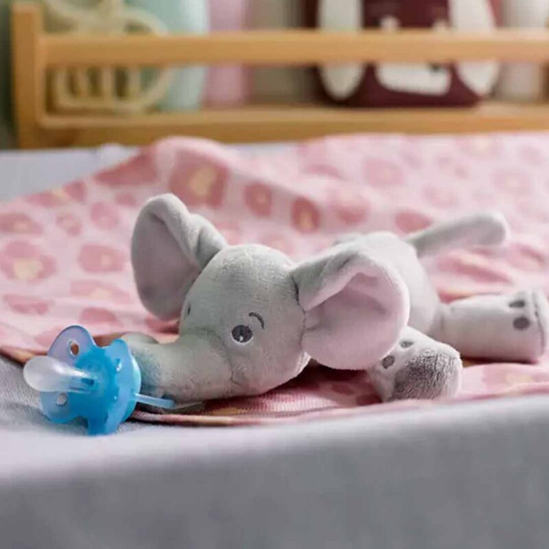 Philips Avent Ultra soft snuggle Плюшевая игрушка с соской 0+ слон 6