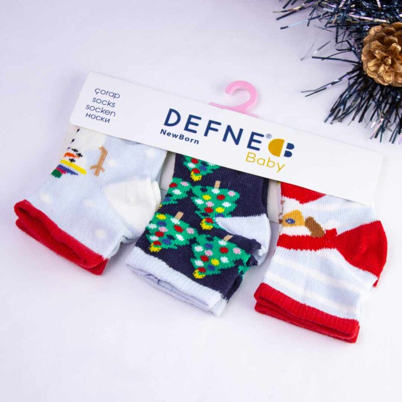 Набор новогодних носков Defne Baby 3 пары Снеговик Елочки Собака 1