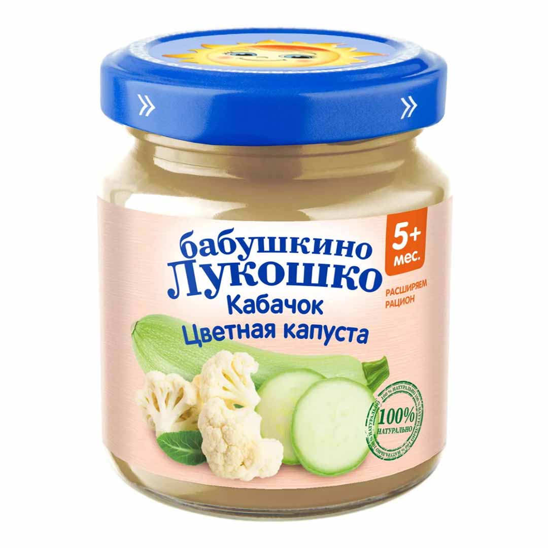 21cb540f9a152c109ff734fda6c5f325_020224112312.jpeg Пюре Бабушкино лукошко кабачки цветная капуста 100 гр 5+ мес 1
