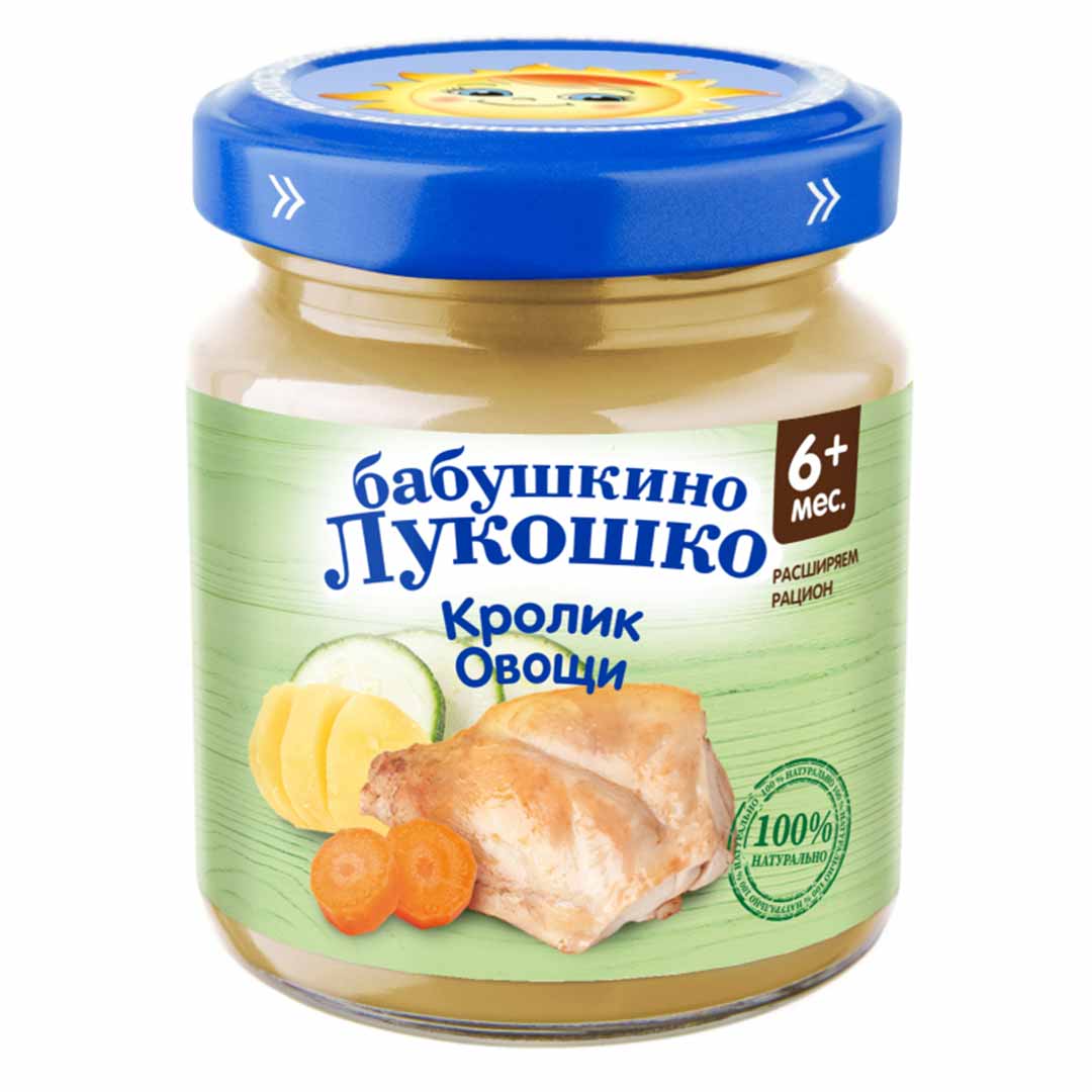 76a971697c2586800ee4431849cee8c4_020224114847.jpeg Пюре Бабушкино лукошко кролик-овощи 100г 6+ мес 1