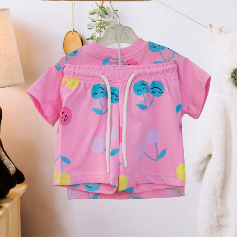 Комплект 2ка ZARA Вишенки футболка + шорты Розовый 2