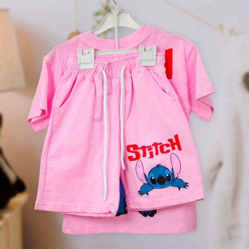 Комплект 2ка ZARA Stich футболка + шорты Розовый 3