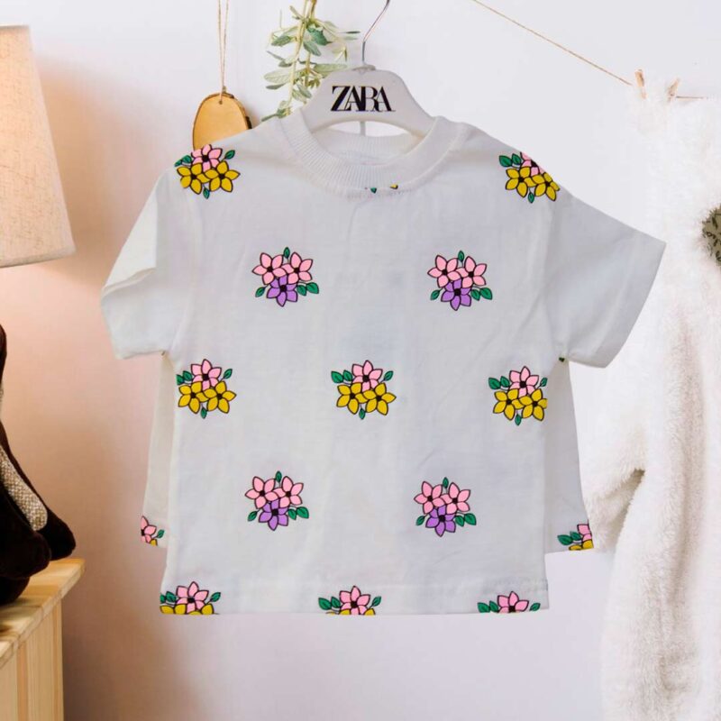 Комплект 2ка ZARA Цветочки футболка + шорты Белый 1