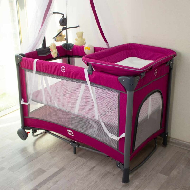 Манеж-кроватка Cool baby с пеленальным столиком KDD-P999N Red 2