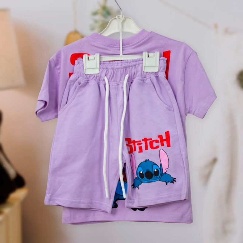 Комплект 2ка ZARA Stich футболка + шорты Фиолетовый 3