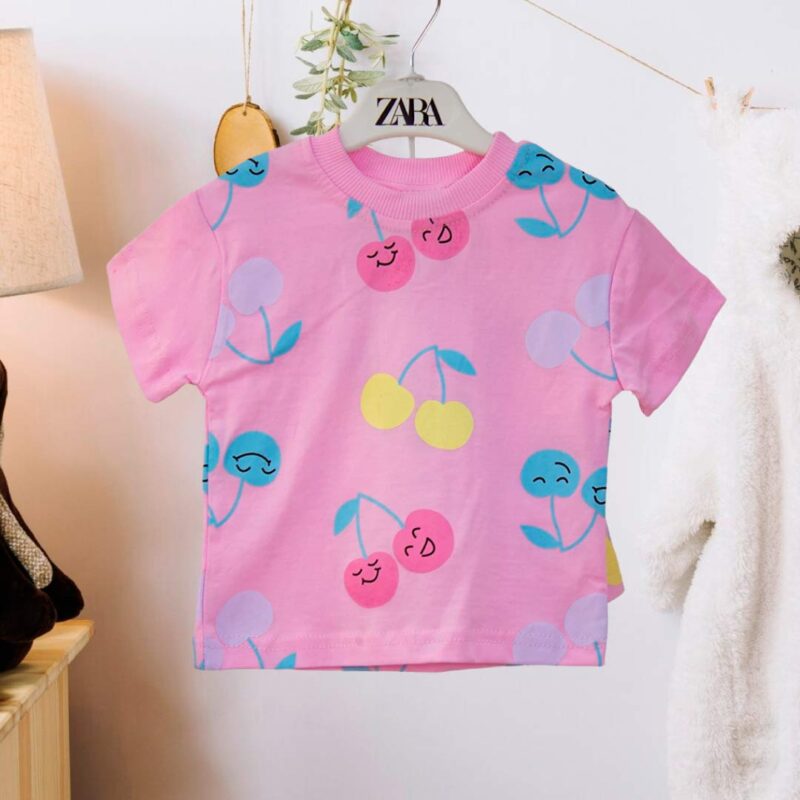 Комплект 2ка ZARA Вишенки футболка + шорты Розовый 1