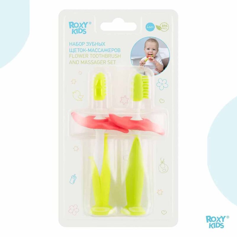 Набор ROXY-KIDS Зубная щетка+массажер Зеленый 2
