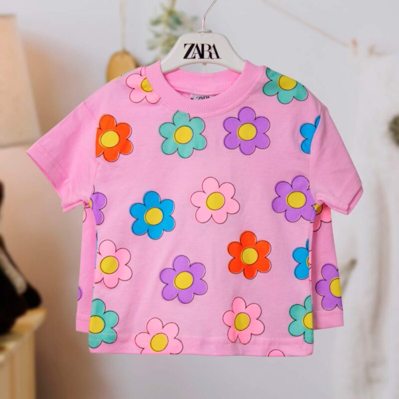 Комплект 2ка ZARA Ромашки футболка + шорты Розовый 1