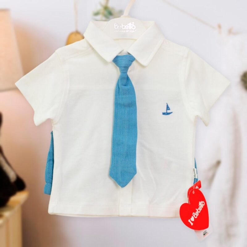Комплект Bebetto 3ка рубашка + шорты + галстук парусник 1
