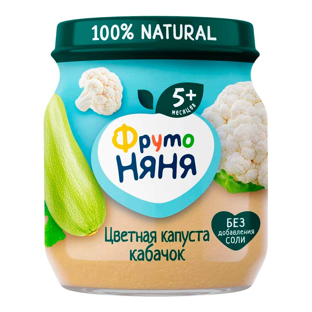 799bad5a3b514f096e69bbc4a7896cd9_052424142912.jpeg Пюре ФрутоНяня из цветной капусты и кабачков 5+ мес 110 гр 1