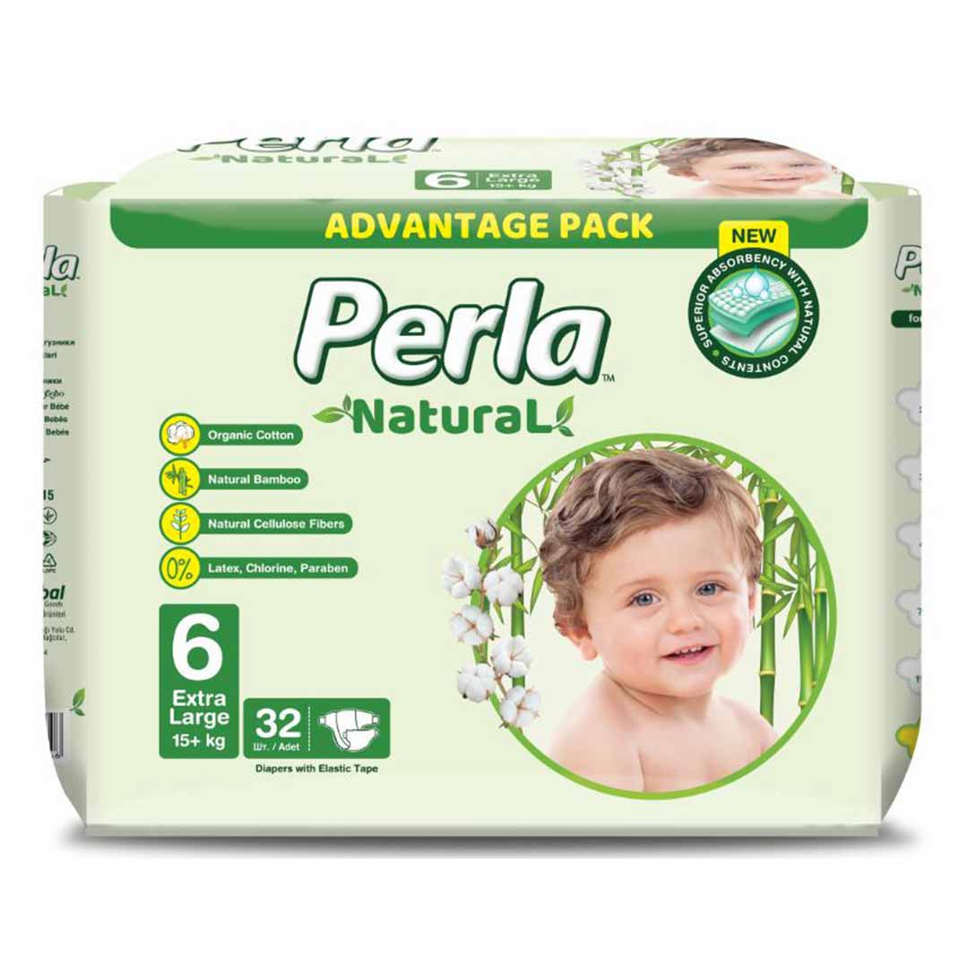 972e97a46f69d6db5c53add91c271069_050624162000.jpeg Подгузники PERLA NATURAL 6 EXTRA LARGE 15+ кг 32 шт 1