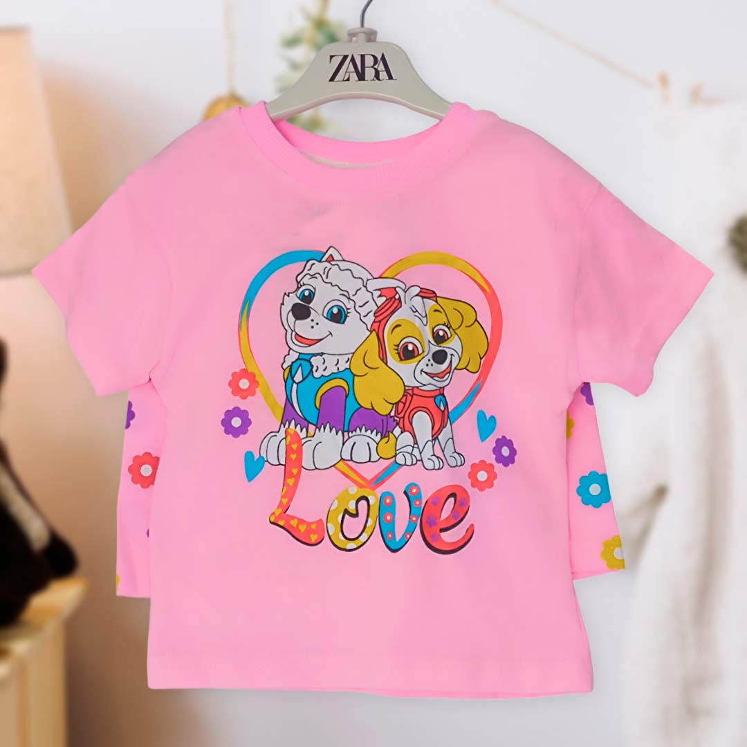 872d0fe5b5a57b24a7f921db1f7c9ef7_062324150136.jpeg Комплект 2ка ZARA Paw patrol Скай и Еверест футболка + шорты Розовый 1