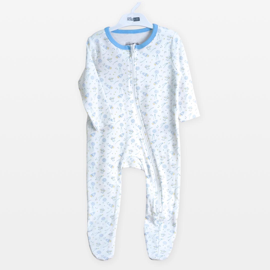 518fe27a2fcfbc402edb53b3475d495d_091624125353.jpeg Слип на молнии Hello Baby Ракеты Белый 1