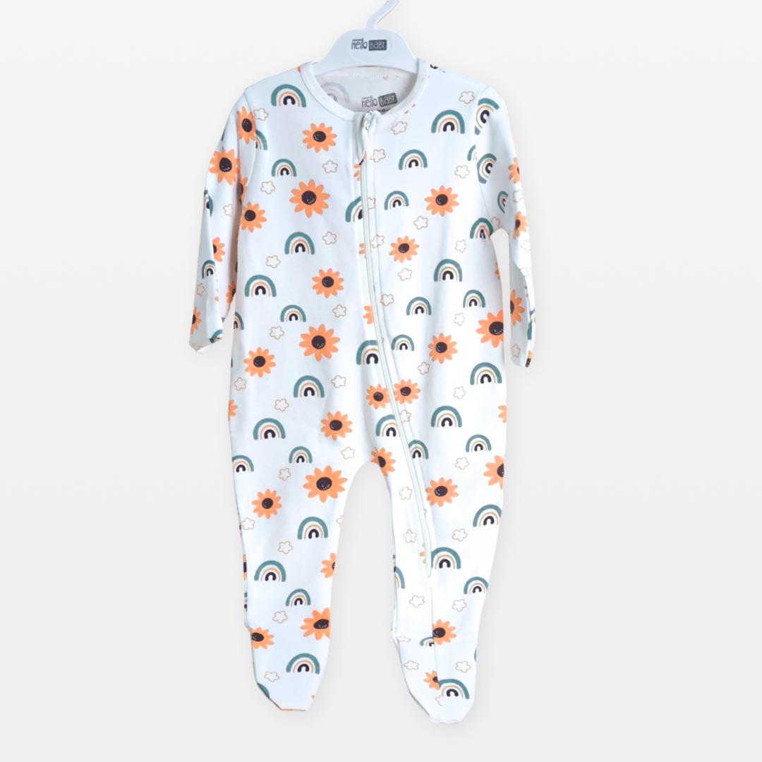 6368ecbfef1e1dd8b76fd46c50a3dc8e_091624125738.jpeg Слип на молнии Hello Baby Подсолнухи Белый 1