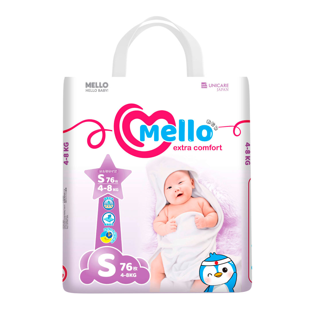 f3ccdd27d2000e3f9255a7e3e2c48800_090524152641.jpeg Подгузники Mello S 4-8 кг 76 шт 1
