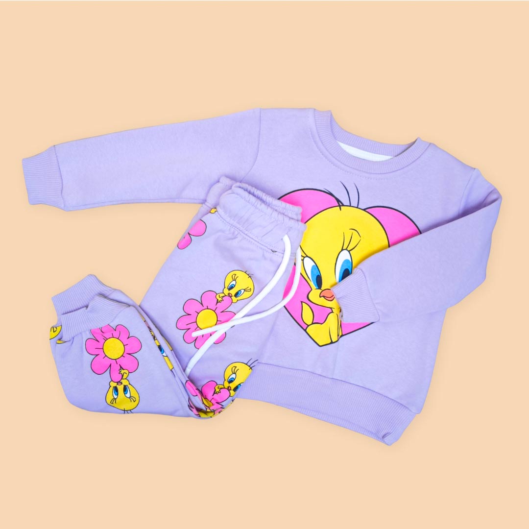 33c6e03bdea1d75801a6d2e148b0102a_100224181836.jpeg Комплект 2ка ZARA Канарейка Твити свитшот + штаны Сиреневый 1