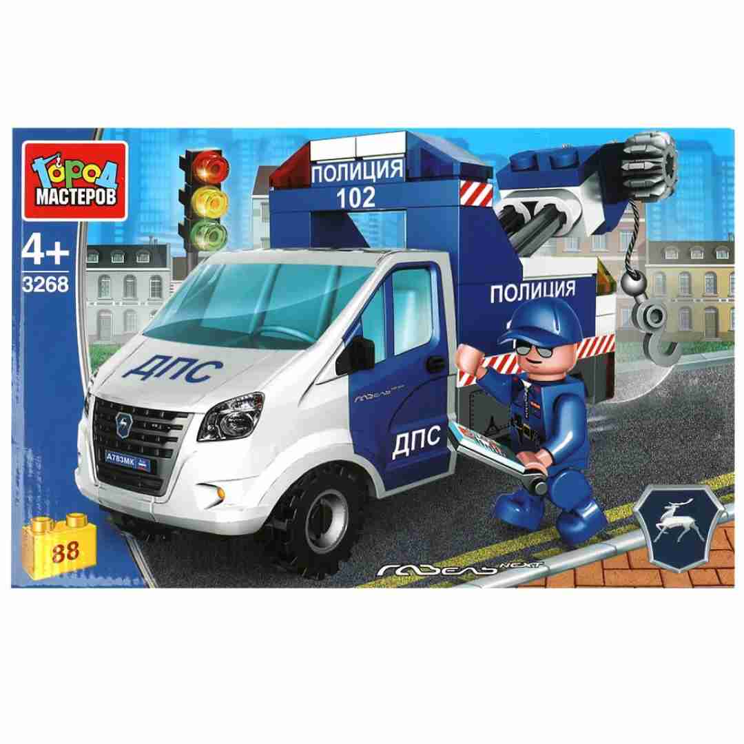ab2ef8c6c5c09315b836aeeb06fee033_120424160054.jpeg Конструктор полицейская ГАЗЕЛЬ ЭВАКУАТОР Город мастеров 88 деталей 1