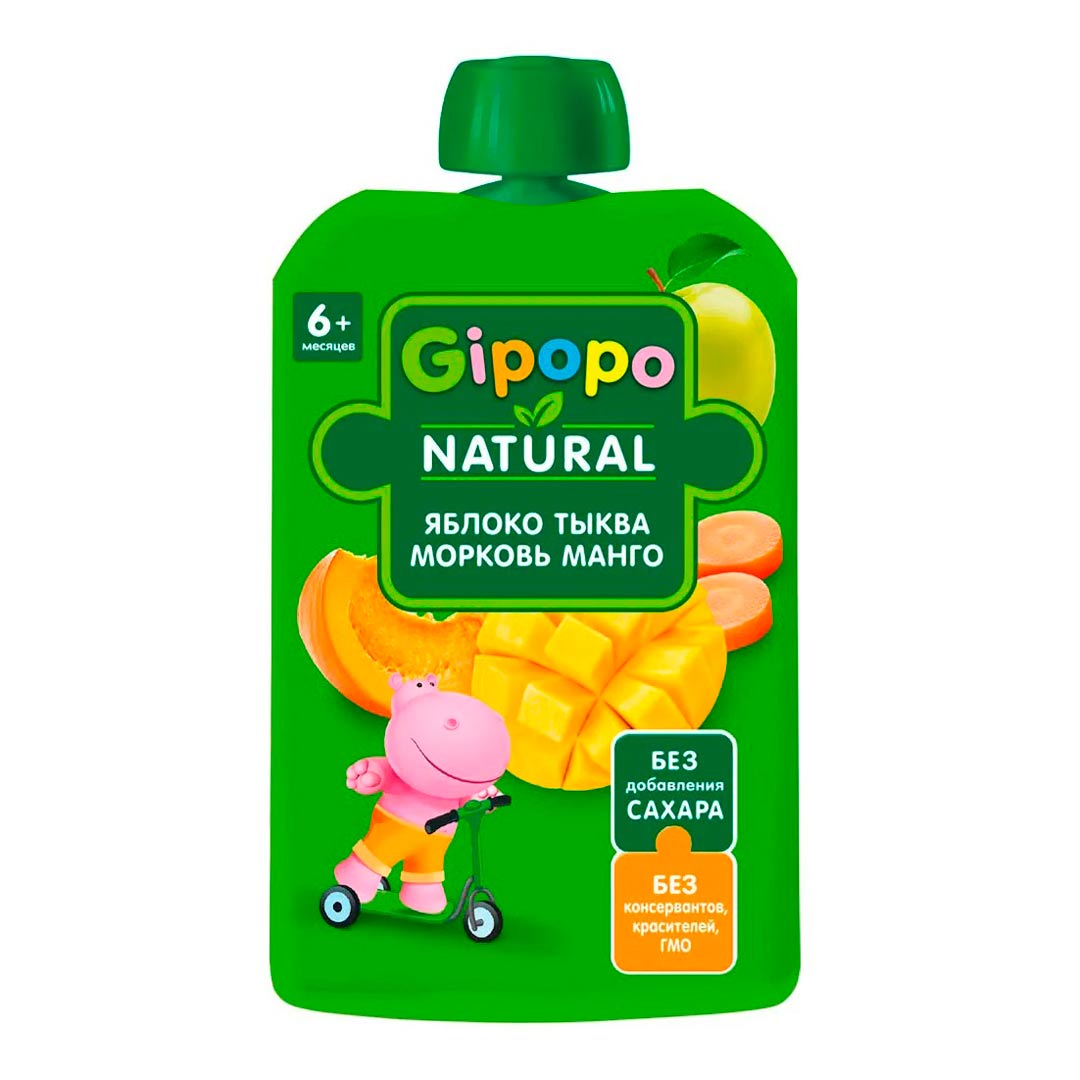 5c1aa6bb268e5037ca4ba27fb01bac69_031025122404.jpeg Пюре GIPOPО Яблоко, тыква, морковь, манго 90 гр 6+ мес 1