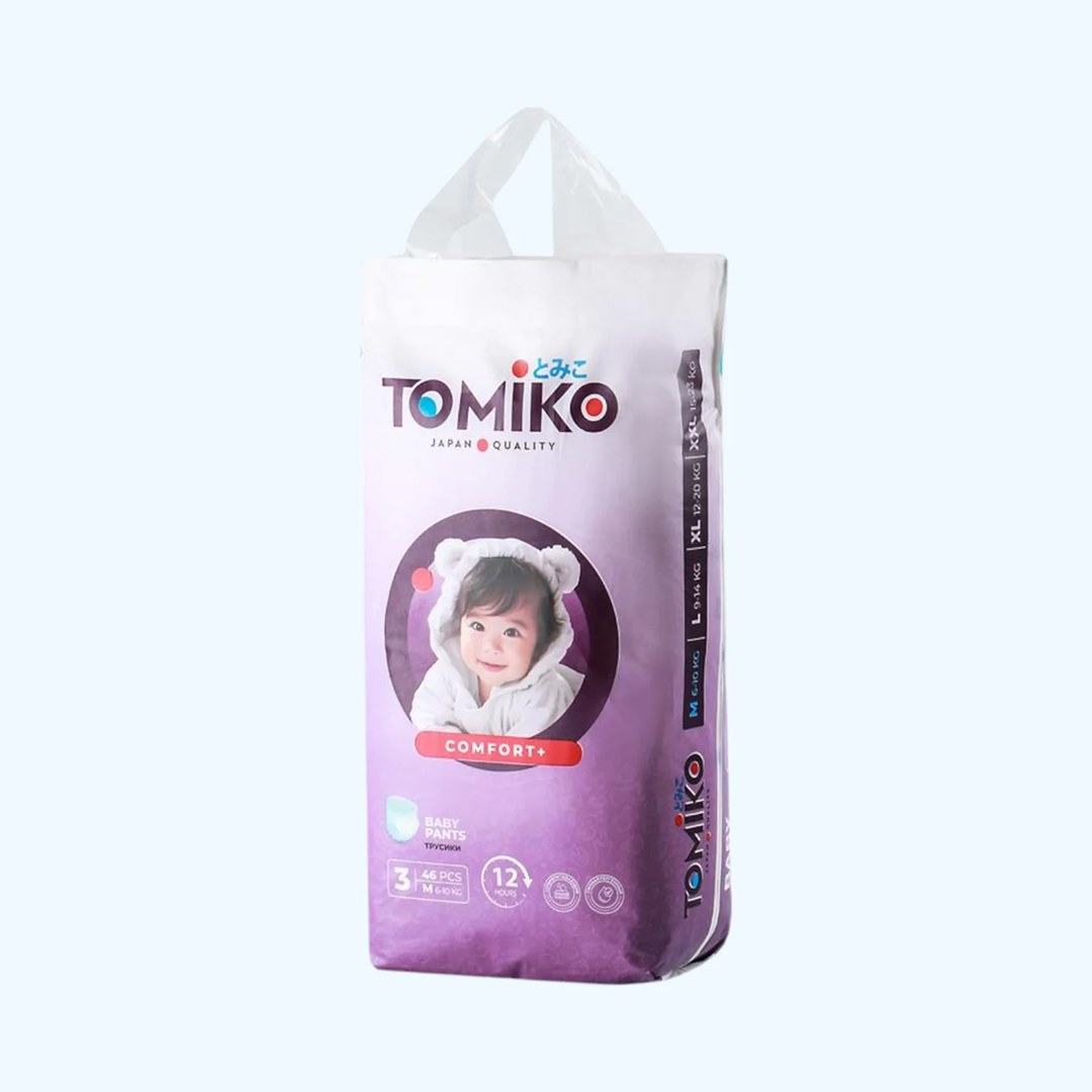 1b2072c5cd0faf5502b5ae7e3a8ad688_070925132544.jpeg Трусики-подгузники Tomiko Comfort+ 3 M (6-10 кг) 46 шт 1