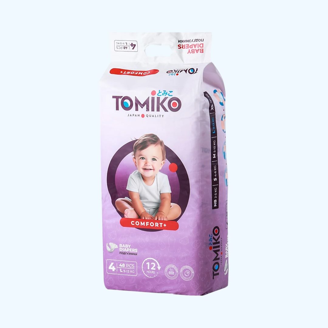369025e2b9f3cd8985c134ade081fdaa_070925133513.jpeg Подгузники Tomiko Comfort+ 4 L (9-13 кг) 48 шт 1