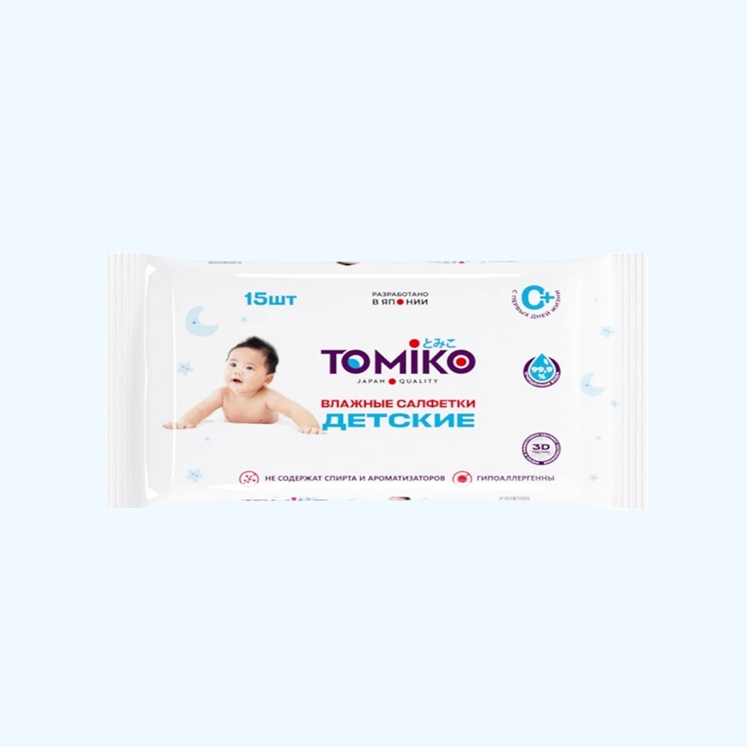 619ea7c66f9f7eb326709b77dc2b15c0_070925133703.jpeg Влажные салфетки Tomiko Premium 15 шт 1