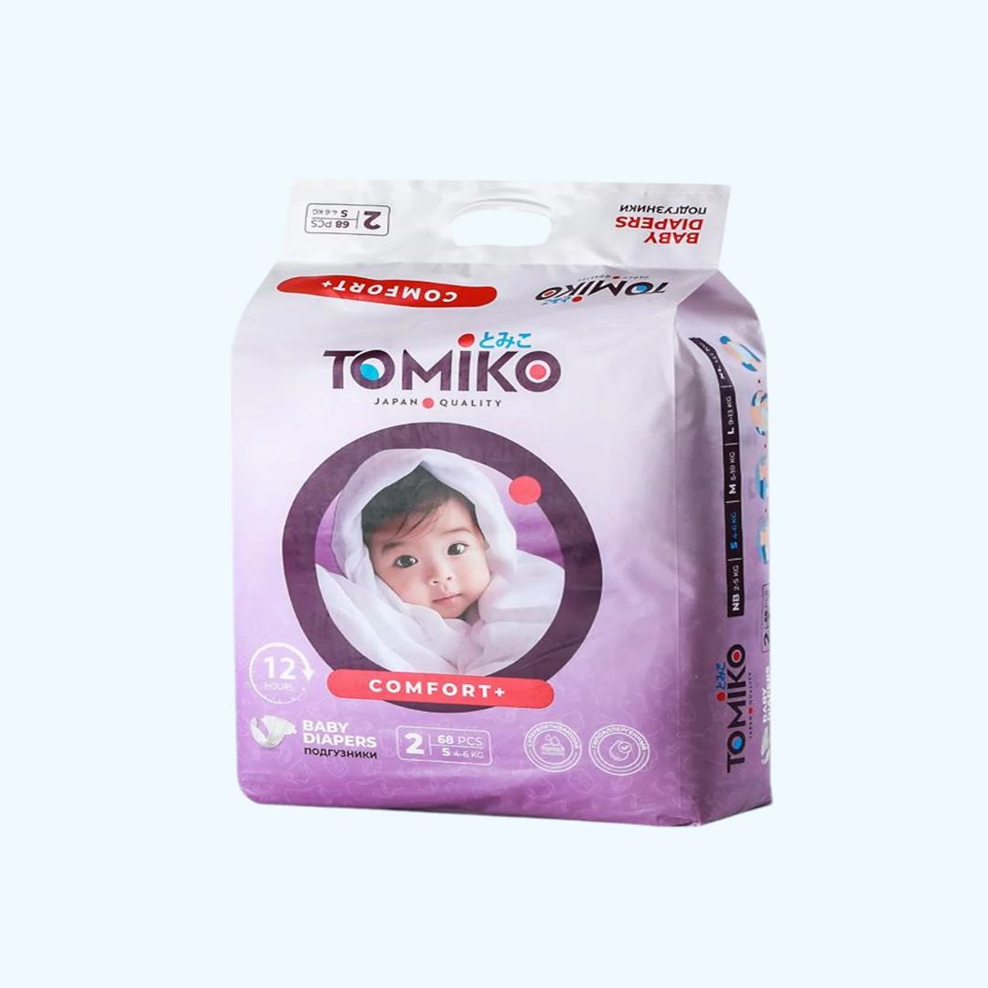 d4f6633f5bb9c71641bec6385bf1714d_070925133611.jpeg Подгузники Tomiko Comfort+ 2 S (4-6 кг) 68 шт 1