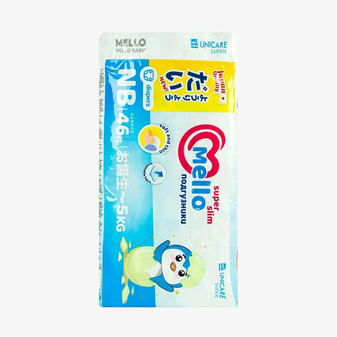 49cb8f16a9b0aa68b2d28c0227ca5649_092725112326.jpeg Подгузники Mello Super slim 0-5 кгNB 46 шт 1