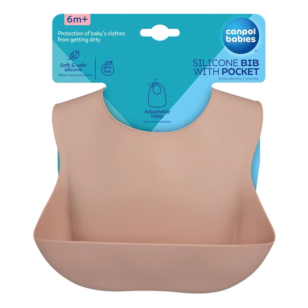 322c0515510c7eccedc0f370f1938295_112625124734.jpeg Силиконовый нагрудник Canpol Babies Bib with pocket Бежевый 1