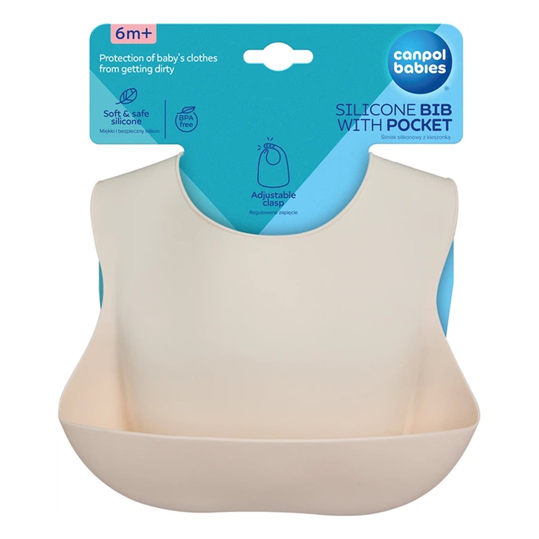 9e67768bbc21338d8565aa585894c0da_112625124916.jpeg Силиконовый нагрудник Canpol Babies Bib with pocket Молочный 1