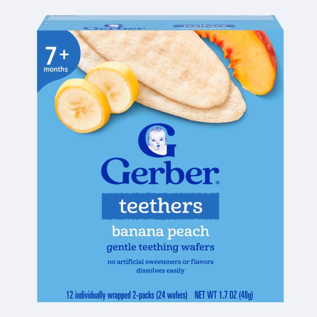 7e4de705b6cdf23021b6ea642eb630db_011726150945.jpeg Вафли Gerber Teethers для мягкого прорезывания банан персик 7+ мес 48 гр 1