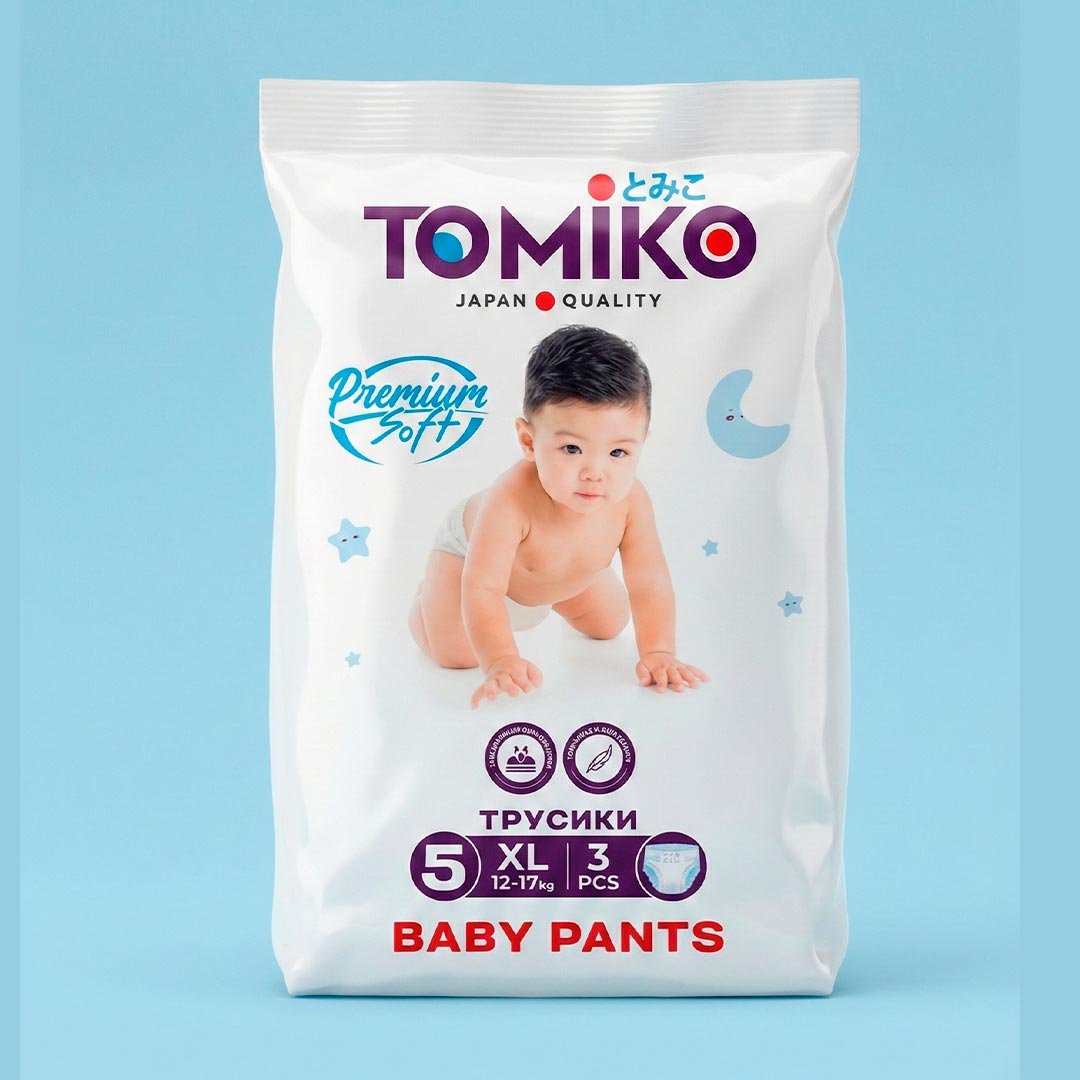 254259a400bbc019380ff16ec8e171fe_021526192211.jpeg Трусики-подгузники Tomiko Premium 5 XL (12-17 кг) 3 шт 1