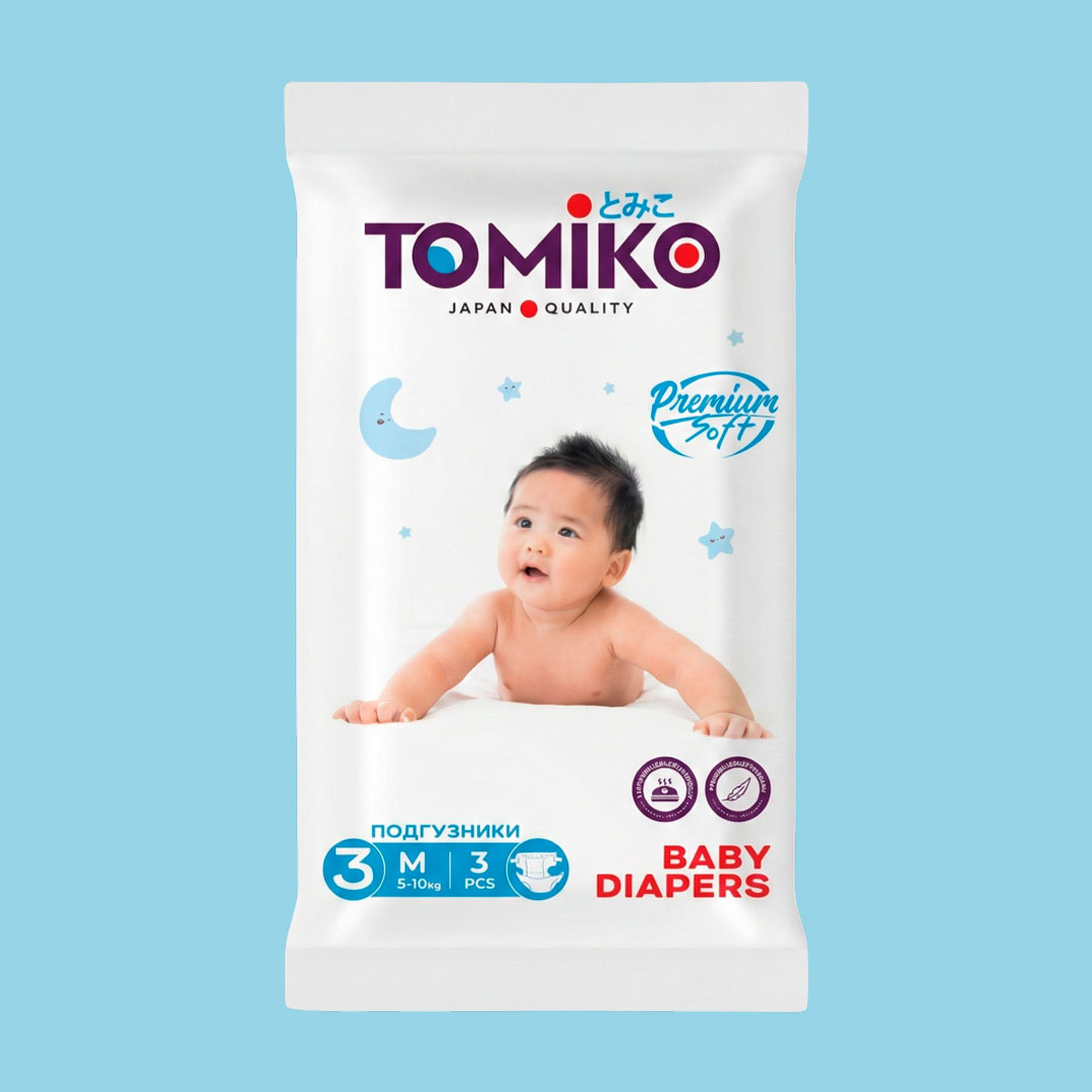 2871832aff6badc9b085d92e9c308737_021526193113.jpeg Подгузники Tomiko Premium 3 M (5-10 кг) 3 шт 1