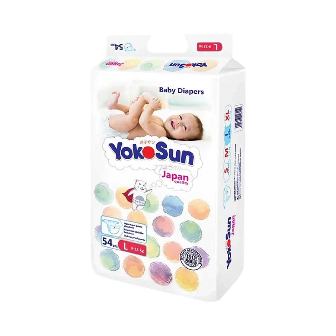 db3c121fb331d9b71aeb78a119026868_080325113635.jpeg Подгузники YokoSun Comfort L (9-13 кг) 54 шт 1