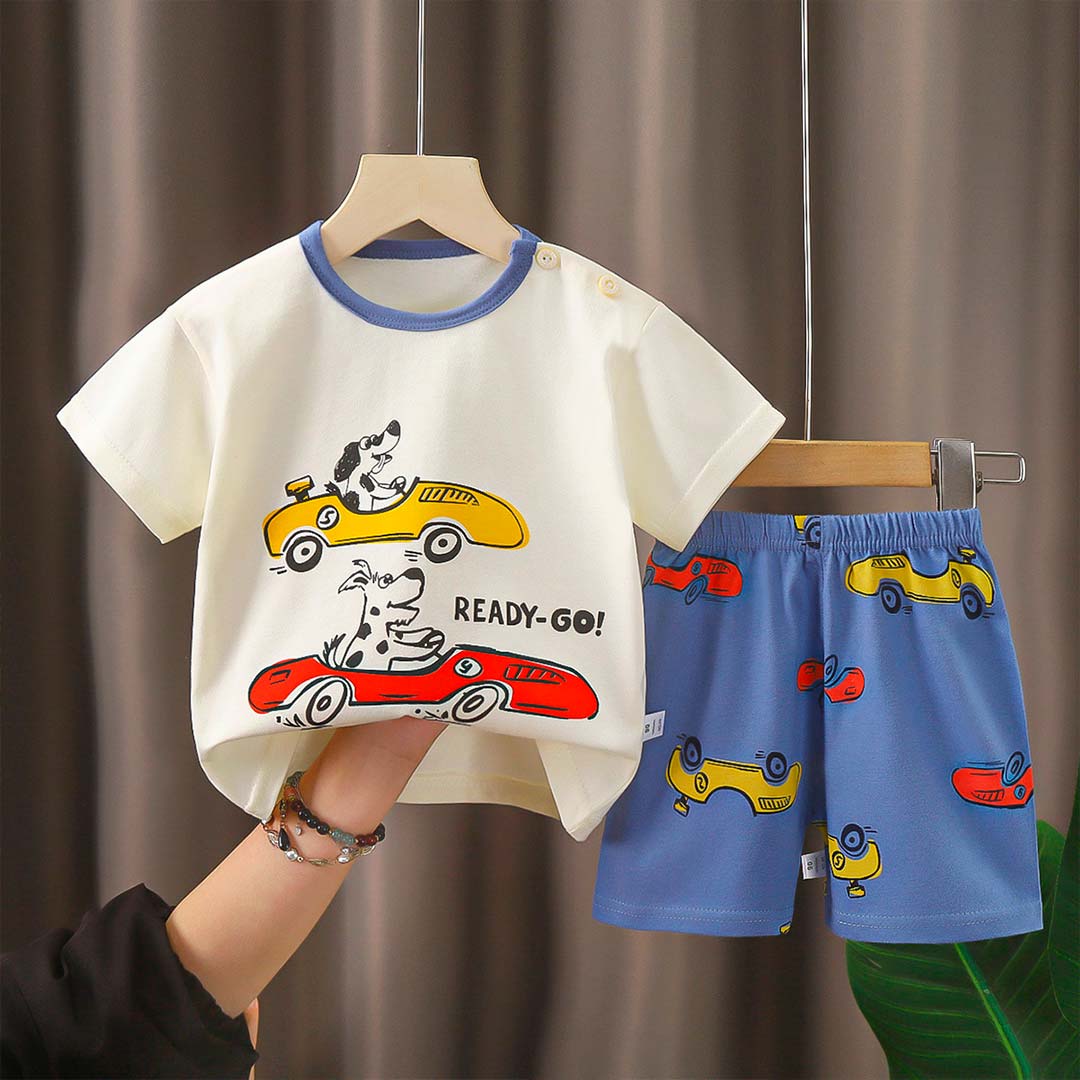 361c586cd5d843fc9f6ad1af508b691d_060226133123.jpeg Комплект 2ка футболка + шорты Собаки гонщики Ready-go Молочный 1